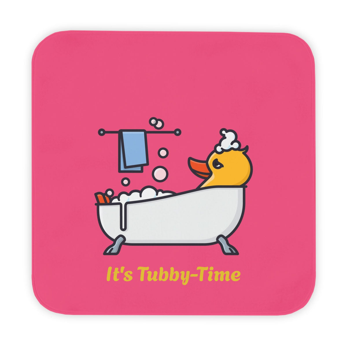 Hooded Baby Towel — Cute Rubber Duck "It's Tubby-Time" Bath Wrap