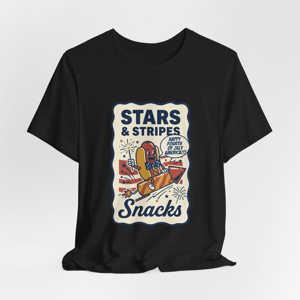 Stars & Stripes Snacks Tee | Hot Dog Humor, 4th of July Retro Americana