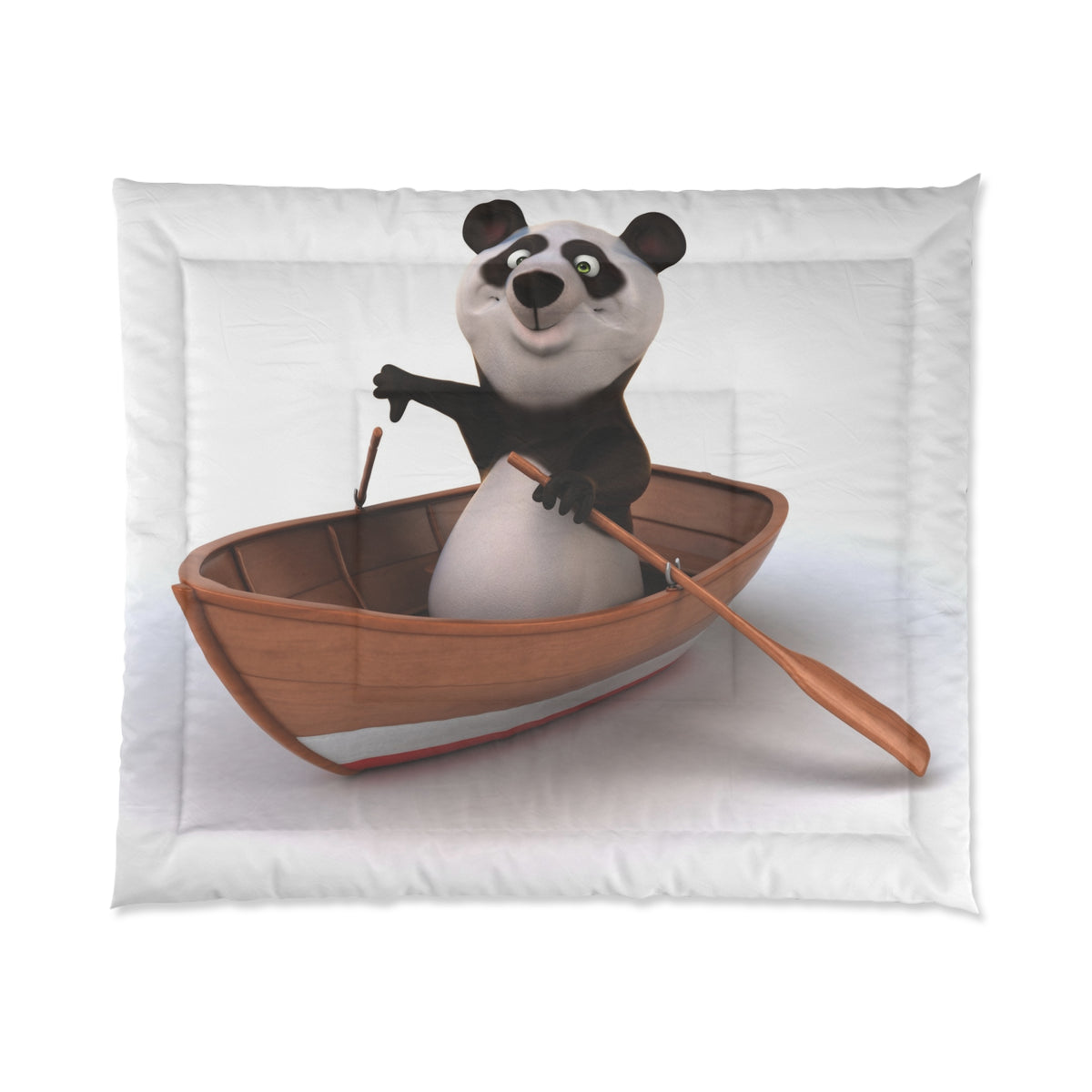 Panda Rowing Boat Comforter — Cute Cartoon Animal Bedding for Kids