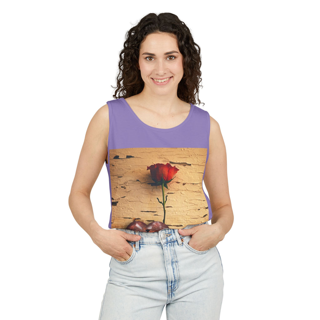 Rose & Heart Key Tank Top — Vintage Romantic Graphic Tank