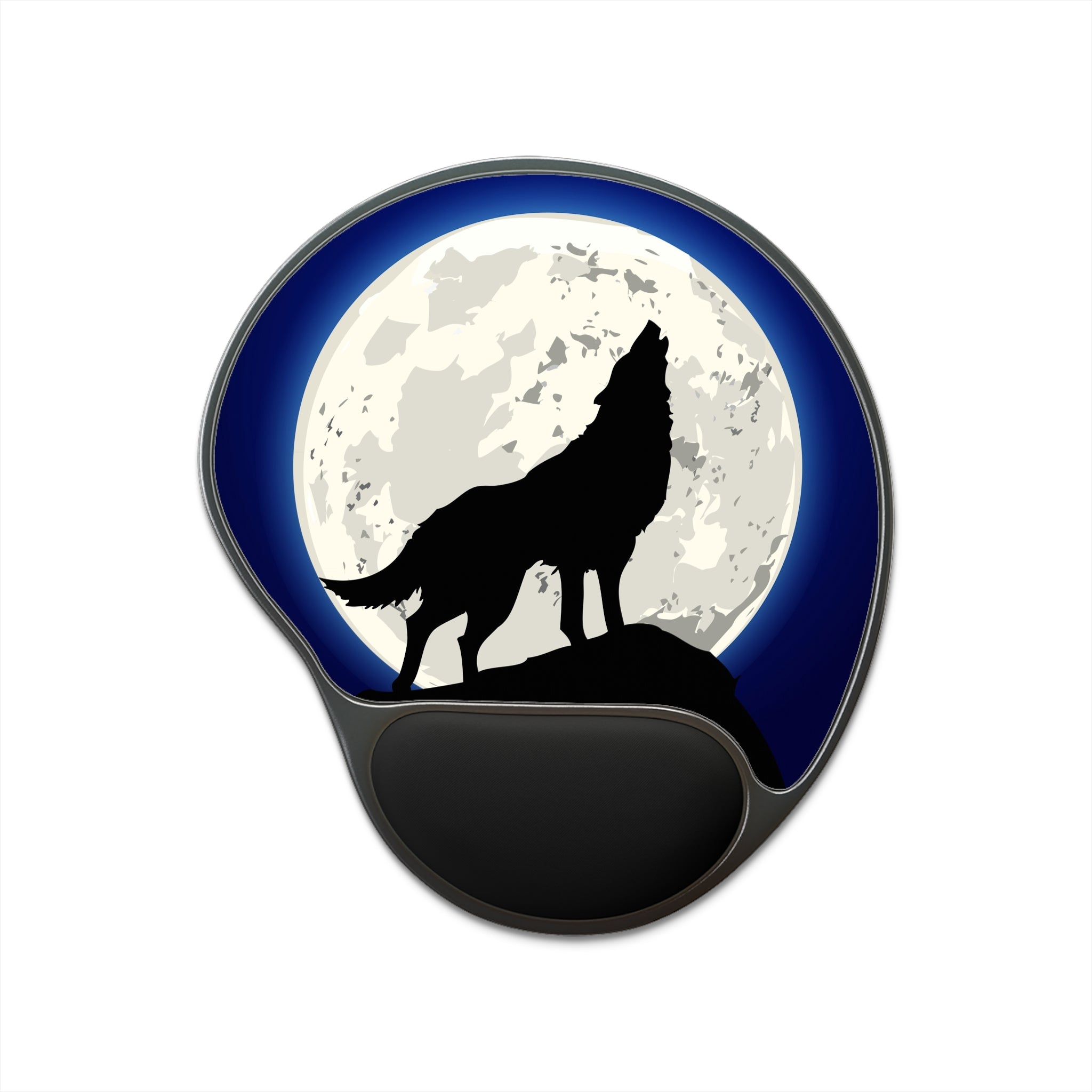 Wolf Howl Mouse Pad with Wrist Rest — Moonlit Gaming & Office Ergonomic Pad