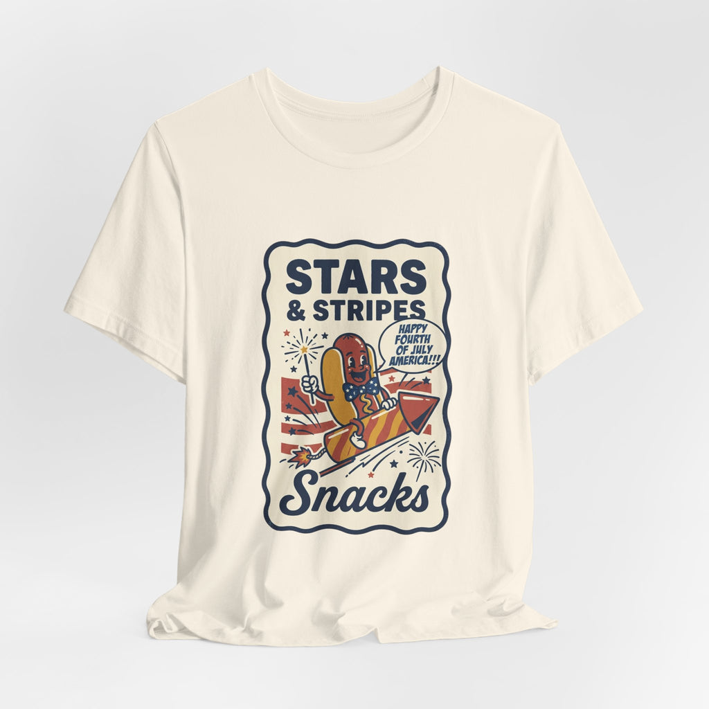 Stars & Stripes Snacks Tee | Hot Dog Humor, 4th of July Retro Americana