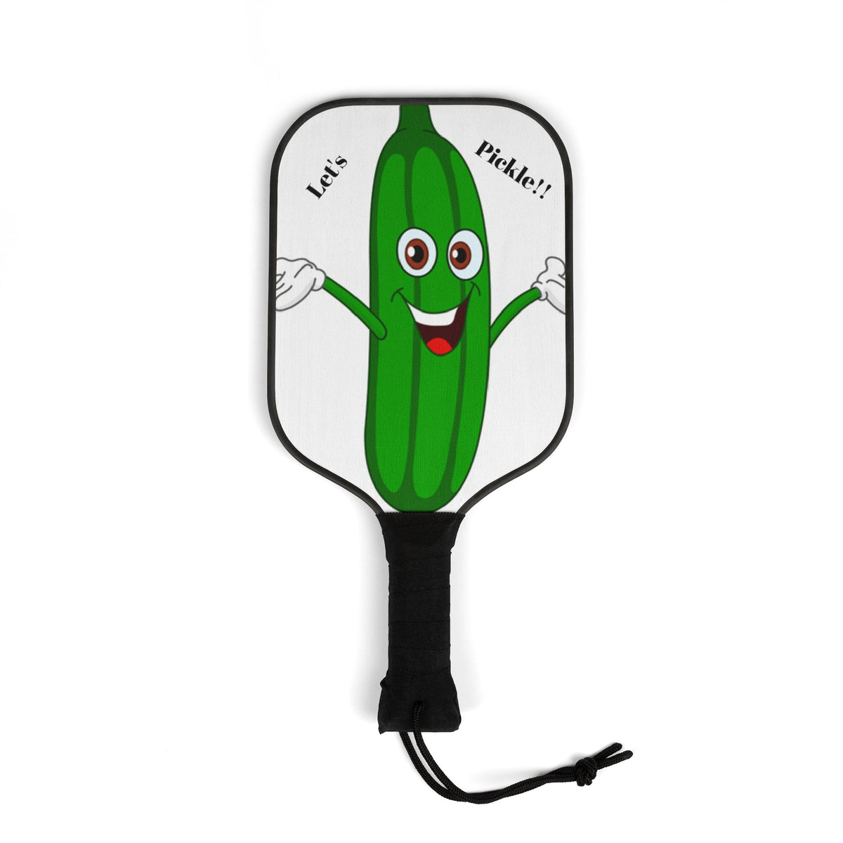 Pickleball Paddle Set — Cute 'Let's Pickle!' Cartoon Pickle Design with 2 Balls