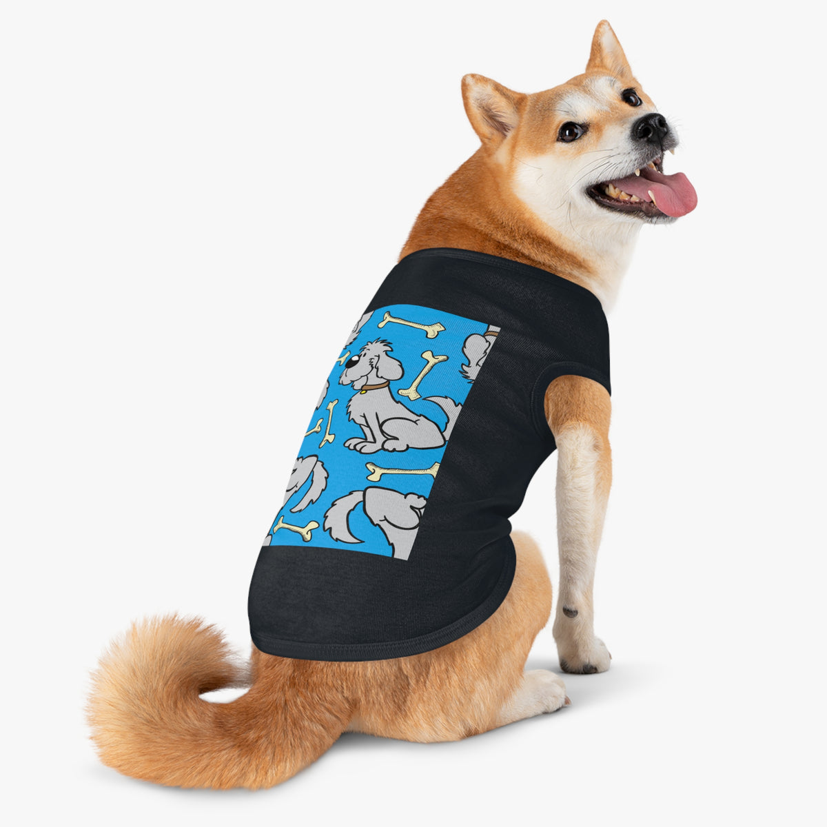 Dog Bones Pattern Pet Tank — Cute Grey Puppy Print Dog Shirt