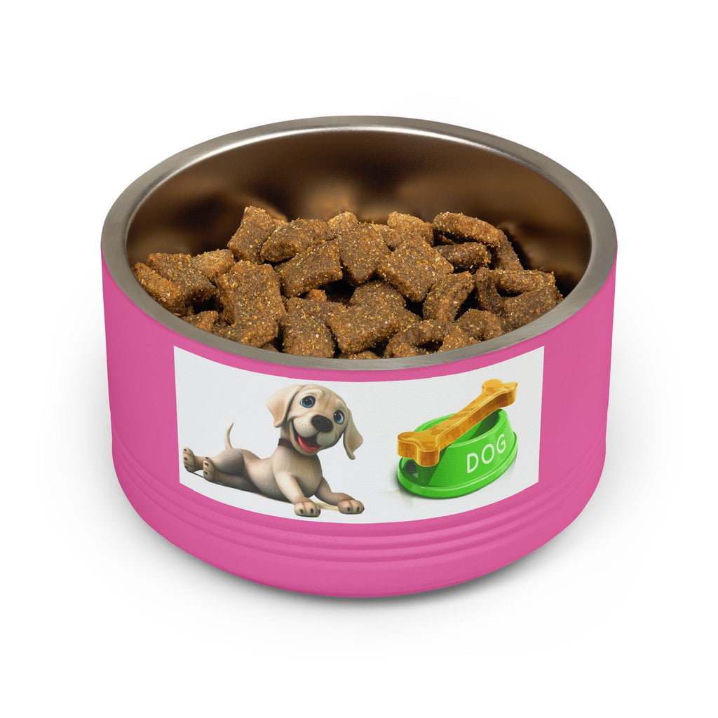 Dog Pet Bowl — 18oz Stainless Steel Dog Food Bowl with Cute Puppy & Bone Design