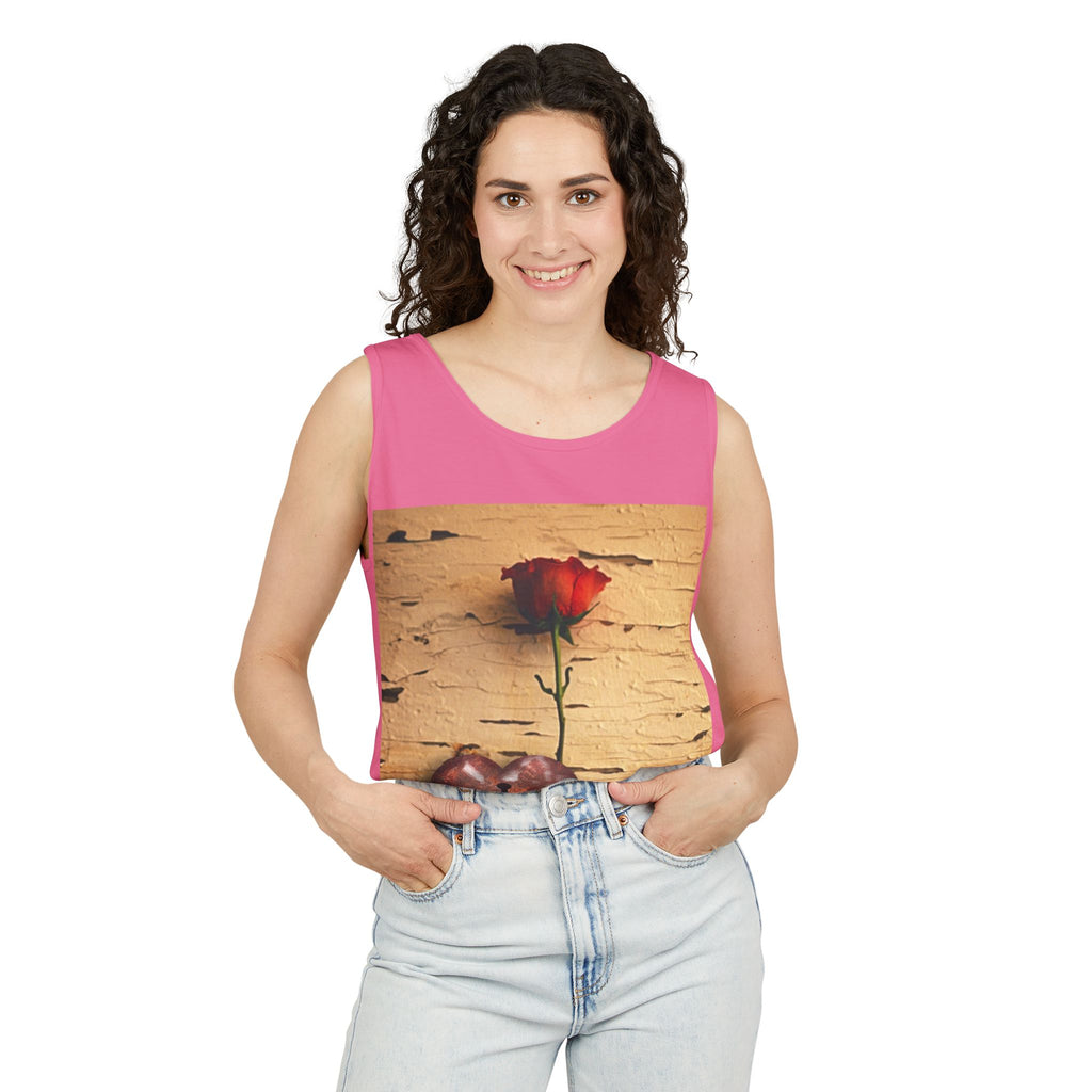 Rose & Heart Key Tank Top — Vintage Romantic Graphic Tank