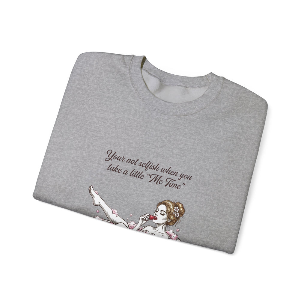 woman's Me time Crewneck Sweatshirt | Retro Bathing Pinup, Distressed Print