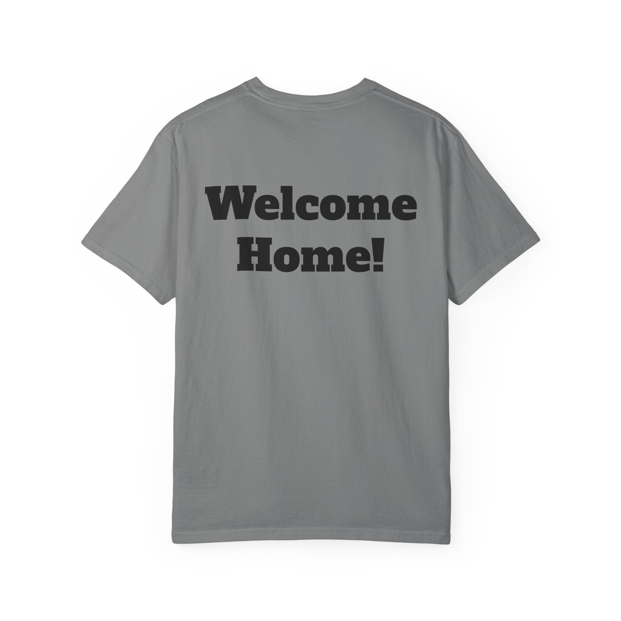 T-Shirt - American Flag with Saluting Soldiers | "Welcome Home!" Military Reunion Tee