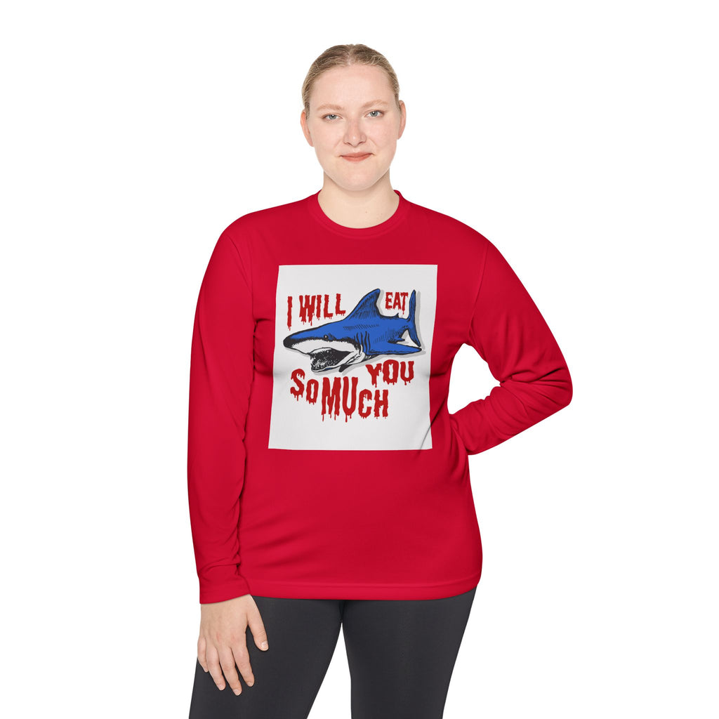 I will Eat you Sharky design Unisex Lightweight Long Sleeve Tee