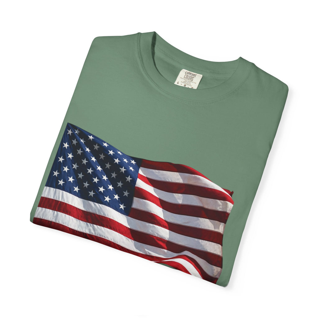 T-Shirt - American Flag with Saluting Soldiers | "Welcome Home!" Military Reunion Tee