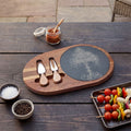 Engraved Acacia Charcuterie Board with Slate Inlay & Cheese Tools — Elegant Tree Design