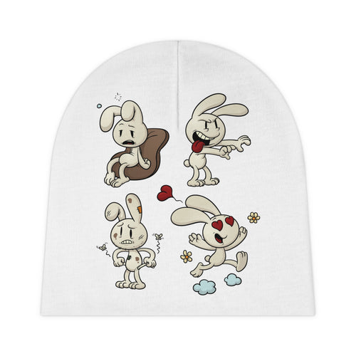 Baby Beanie with Cute Cartoon Bunnies – Emotions Plush Infant Hat