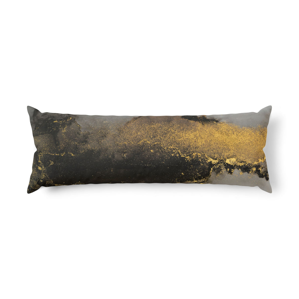 Marble Gold Body Pillow — Black & Bronze Abstract Decorative Bolster