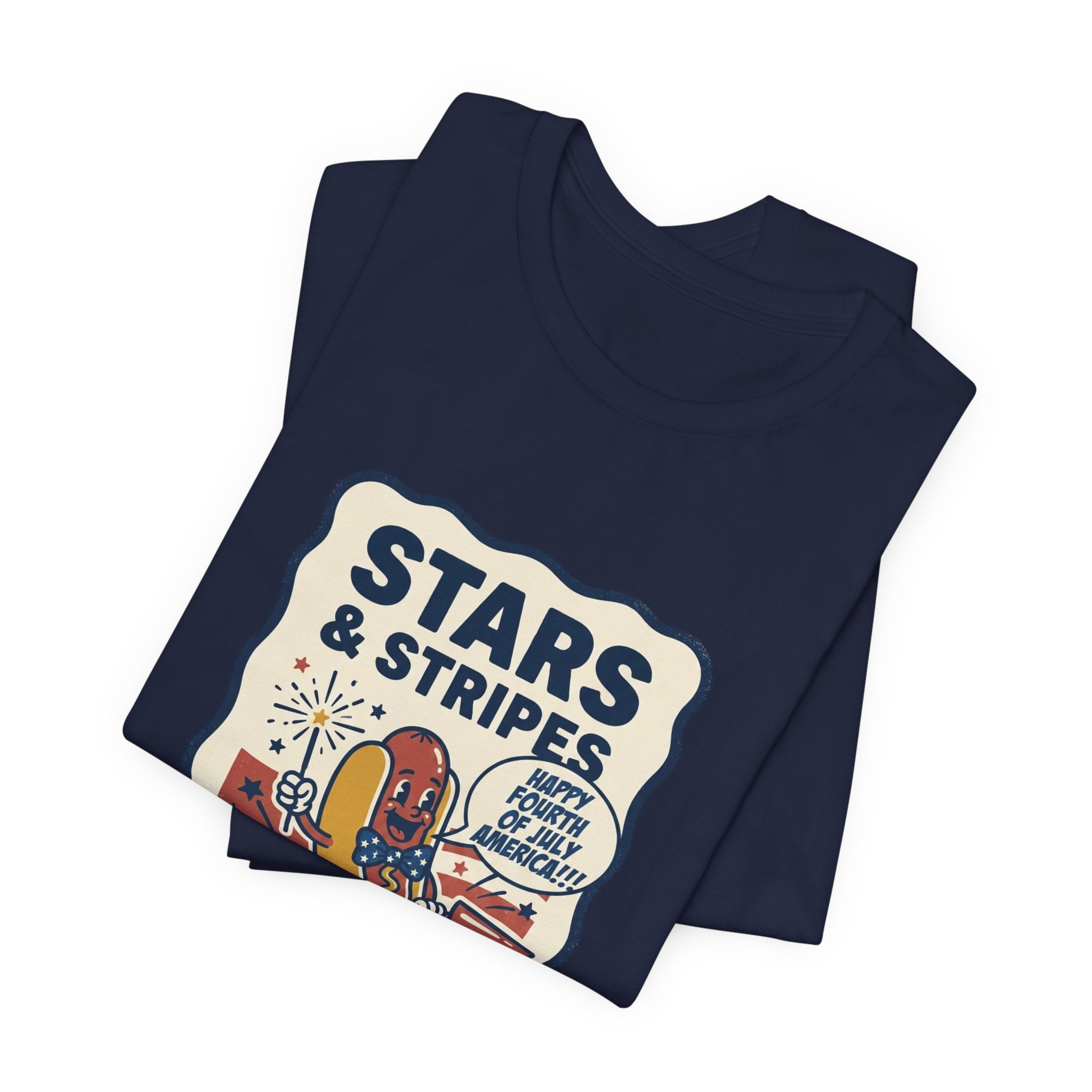 Stars & Stripes Snacks Tee | Hot Dog Humor, 4th of July Retro Americana