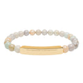 Engravable Natural Stone Bead Bracelet with Stainless Steel Bar