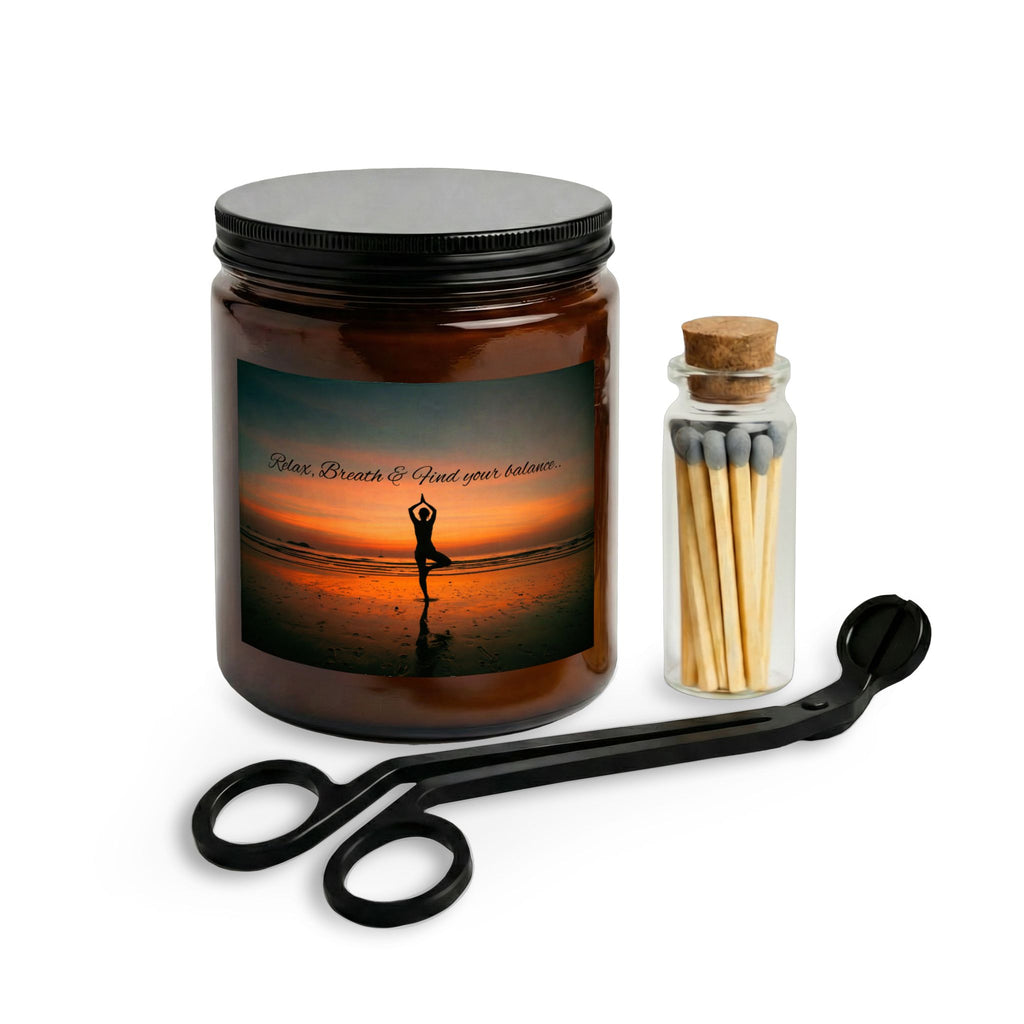 Sunset Ocean Scented Candle Set — Jar Candle with Matches & Wick Trimmer