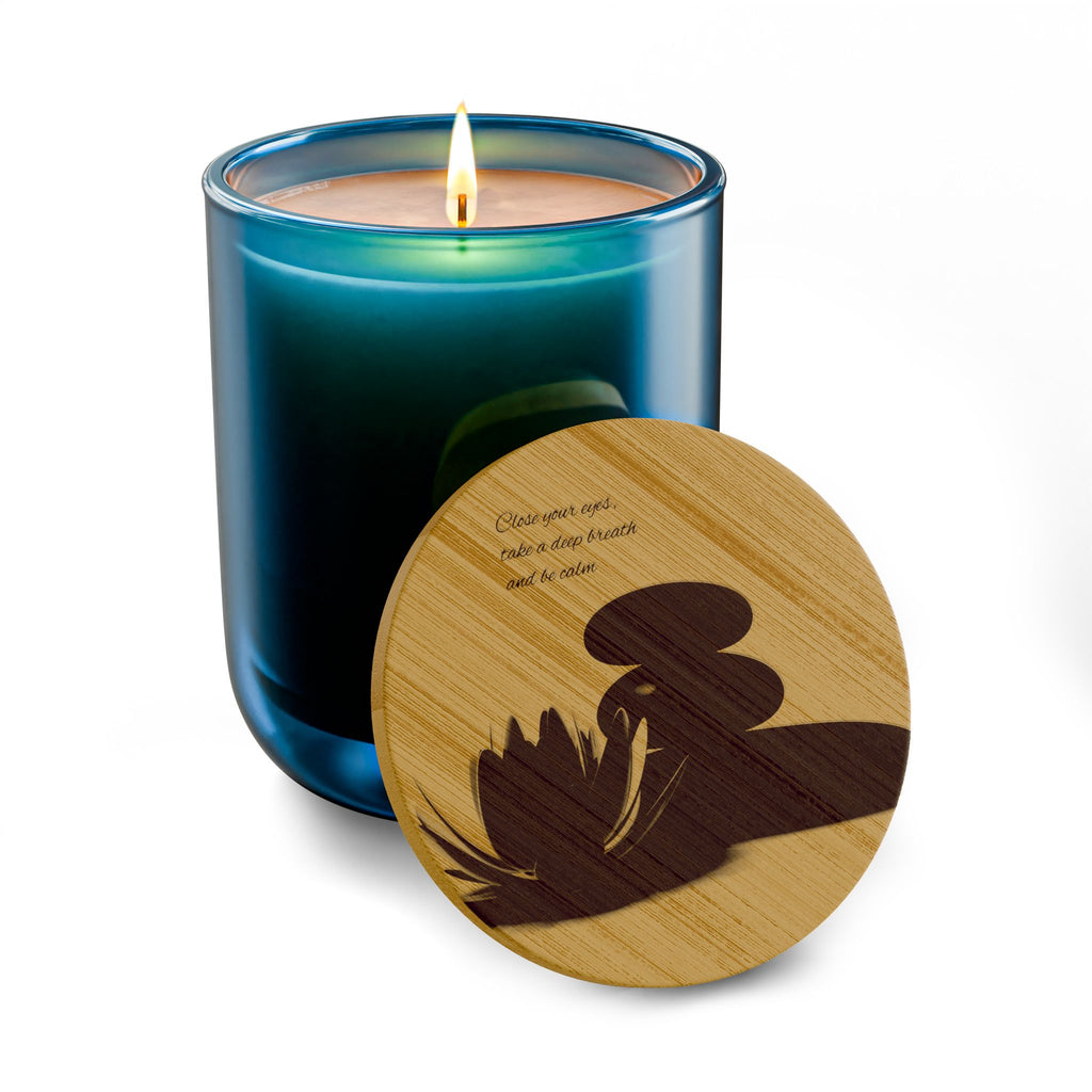 Engraved 14oz Scented Soy Candle — Spa Floral Bamboo Lid