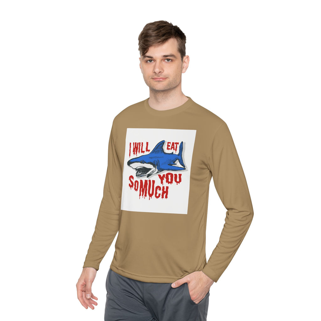 I will Eat you Sharky design Unisex Lightweight Long Sleeve Tee