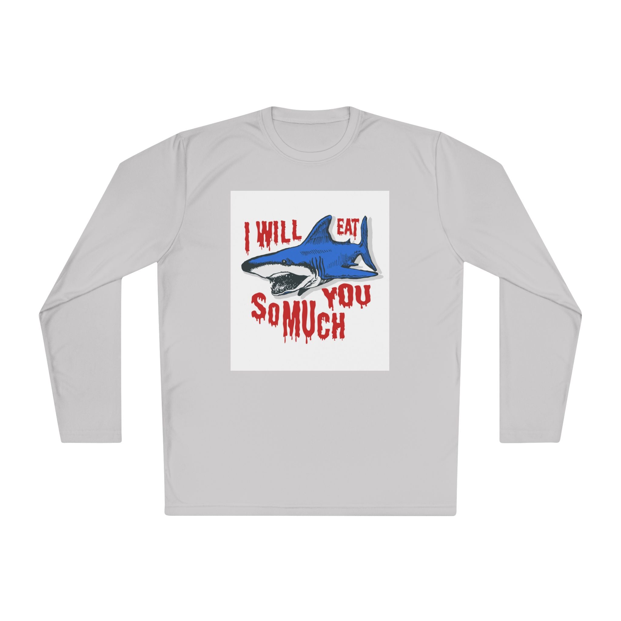 I will Eat you Sharky design Unisex Lightweight Long Sleeve Tee