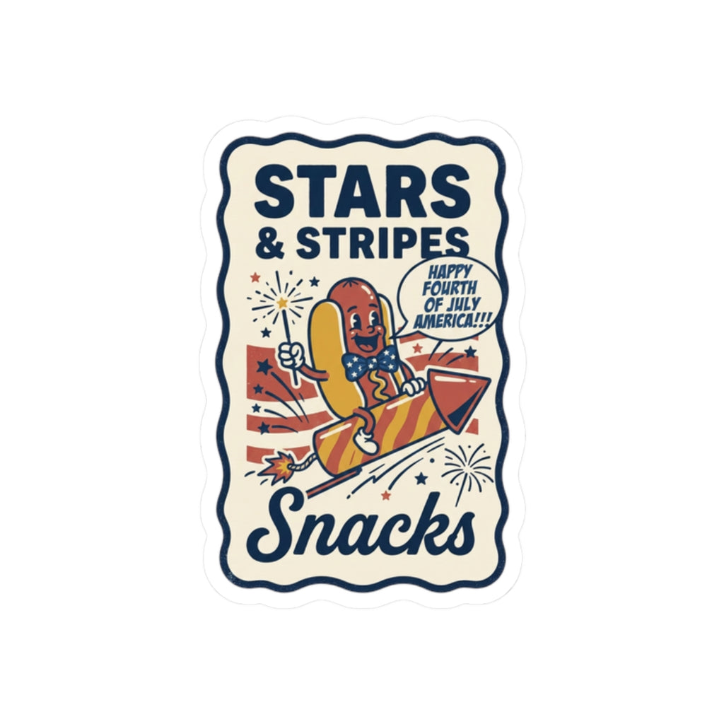 Stars & Stripes Snacks Sticker | Hot Dog Fourth of July, Retro Americana