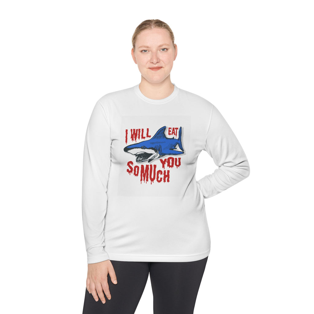 I will Eat you Sharky design Unisex Lightweight Long Sleeve Tee