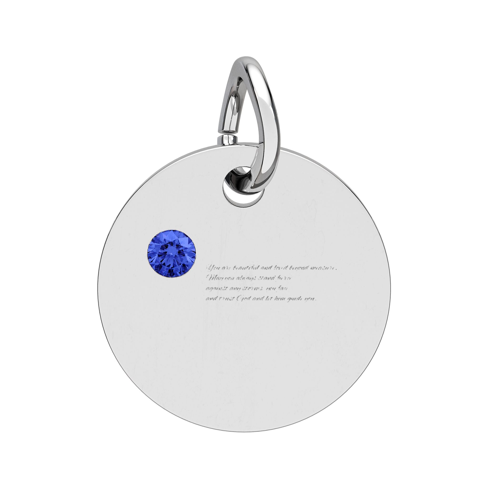 Engravable Birthstone Circle Charm — Personalized Round Pendant