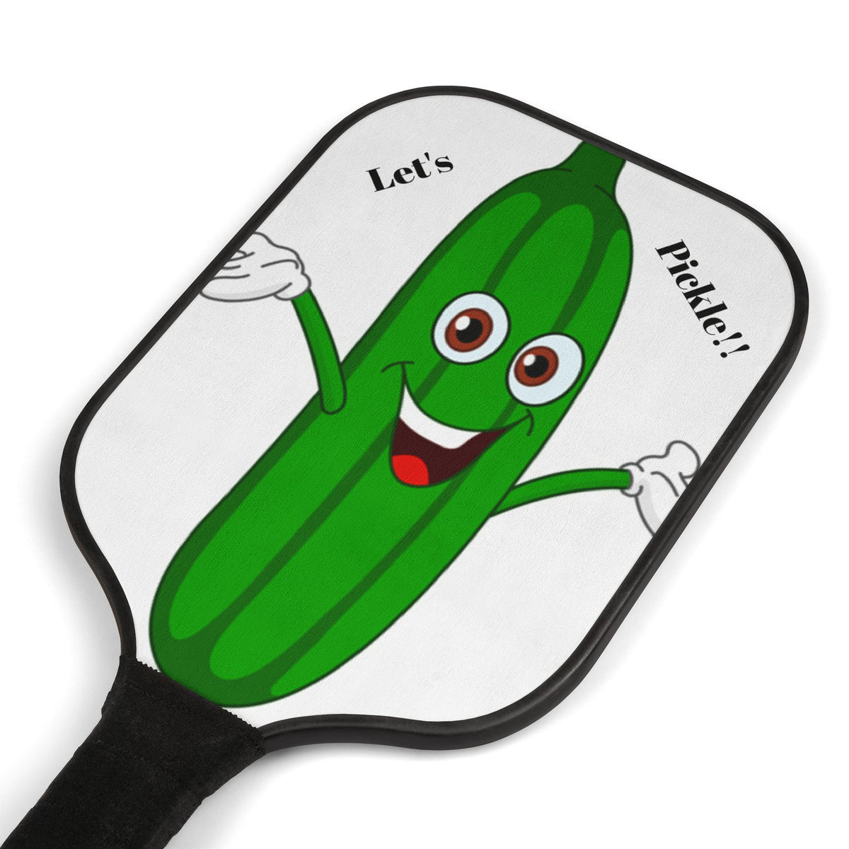 Pickleball Paddle Set — Cute 'Let's Pickle!' Cartoon Pickle Design with 2 Balls