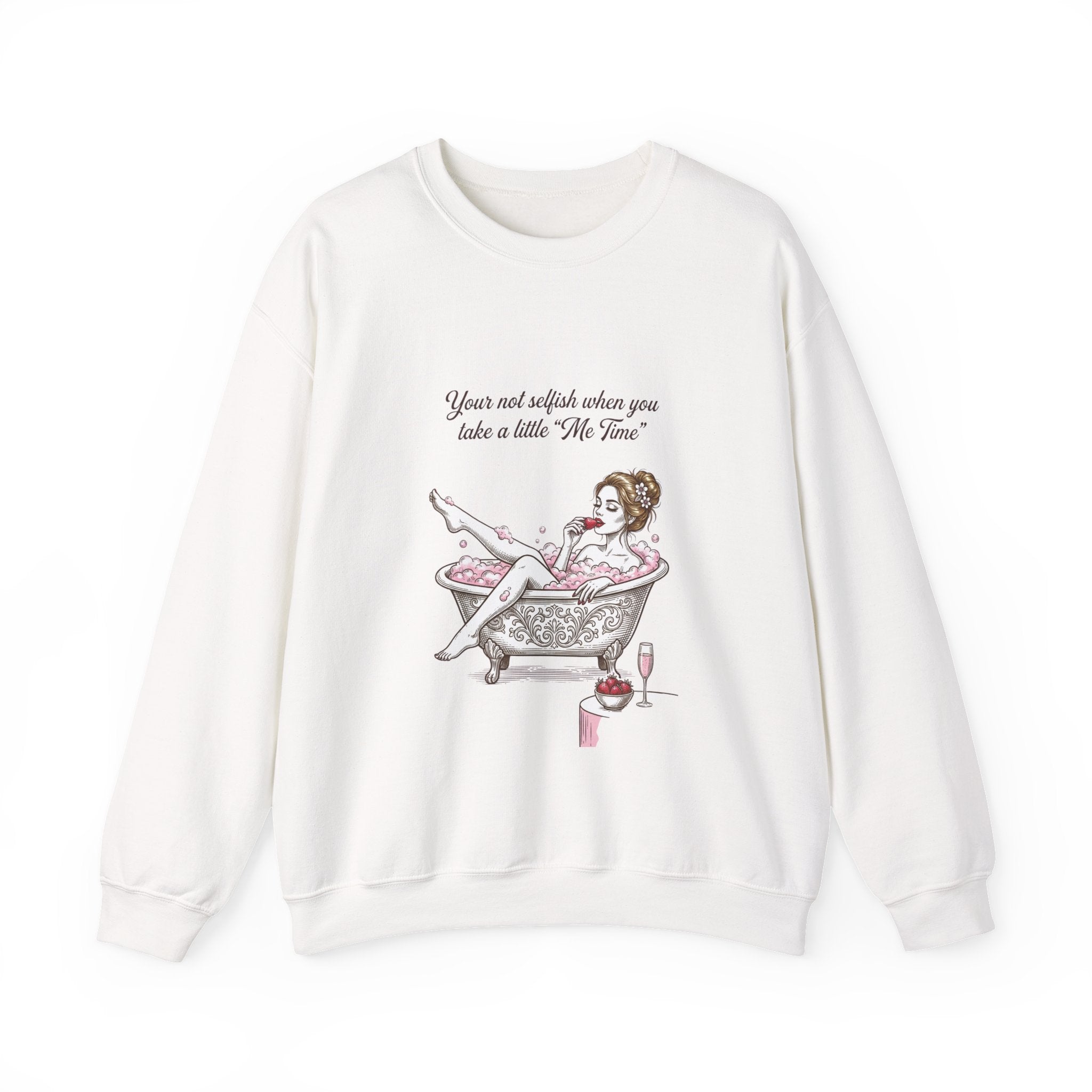 woman's Me time Crewneck Sweatshirt | Retro Bathing Pinup, Distressed Print