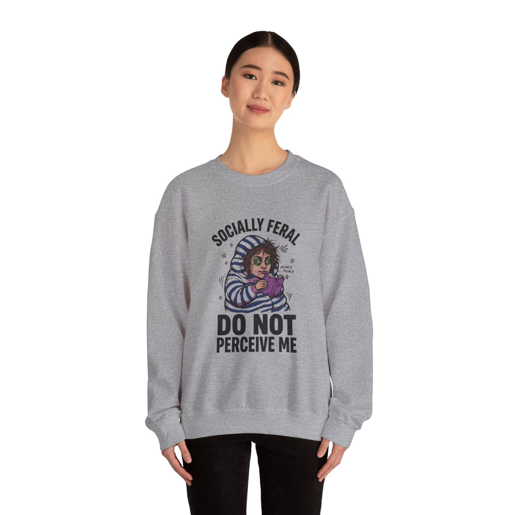 Socially Feral "Do Not Perceive Me" Sweatshirt, Feral Era vintage mascot, distressed collegiate