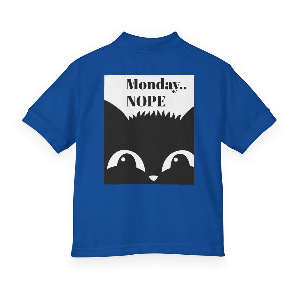 Youth Polo — "Monday.. NOPE" Skunk Graphic School Shirt