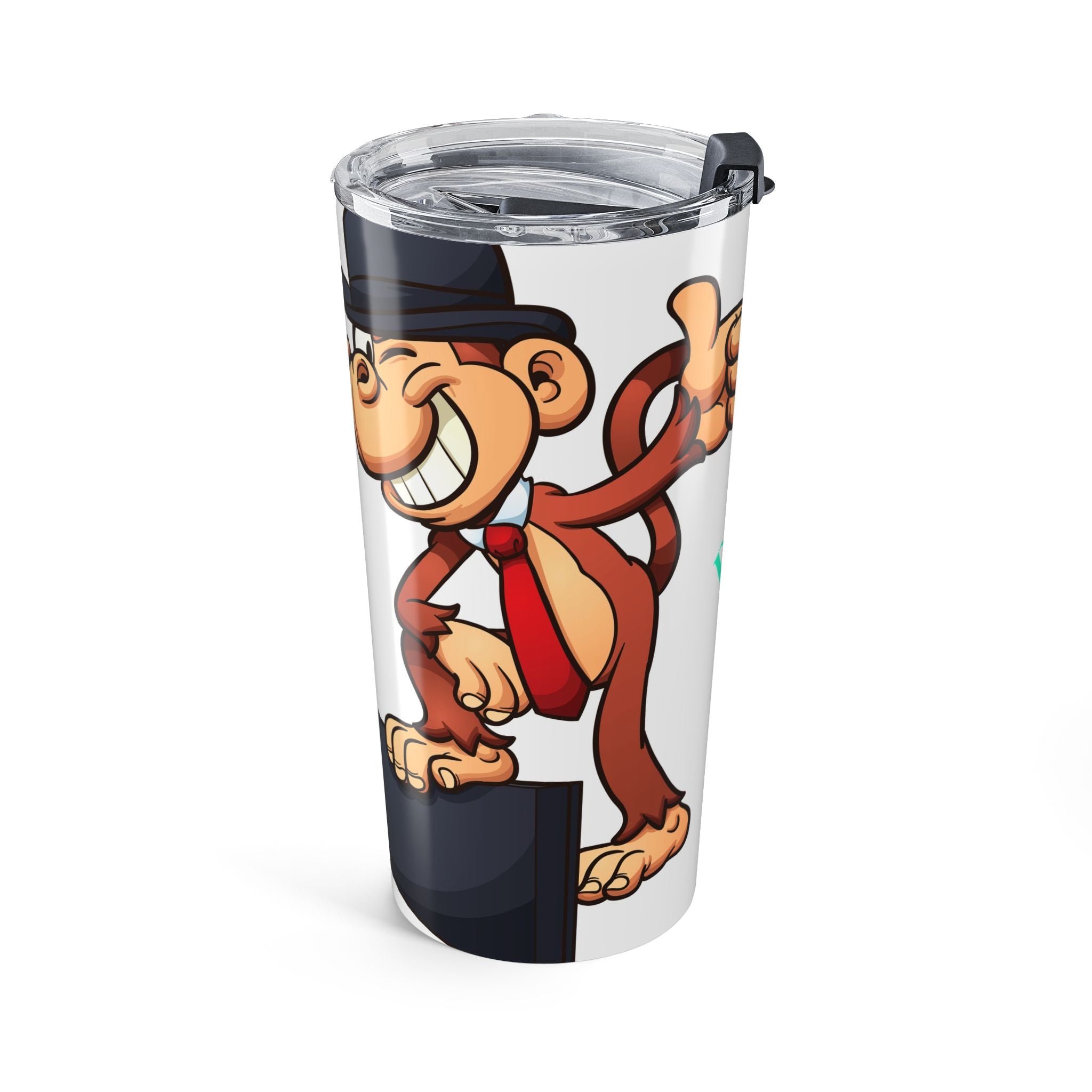 Positive Monkey 20oz Stainless Tumbler – Cute Cartoon Thumbs-Up Travel Cup