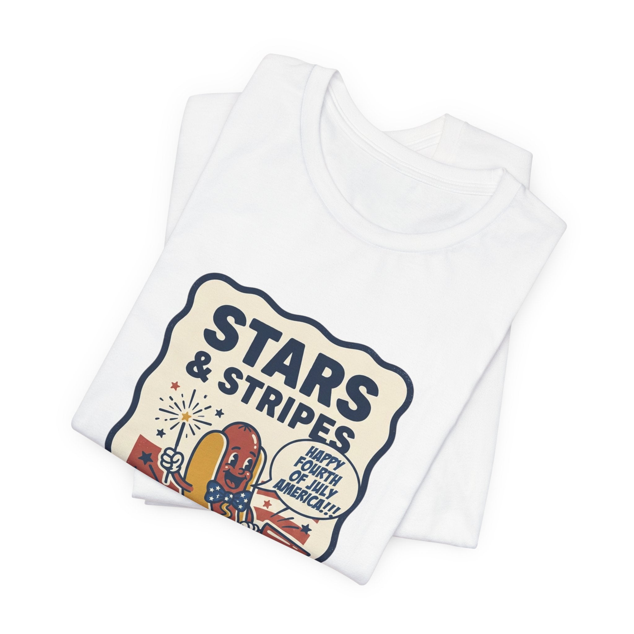Stars & Stripes Snacks Tee | Hot Dog Humor, 4th of July Retro Americana