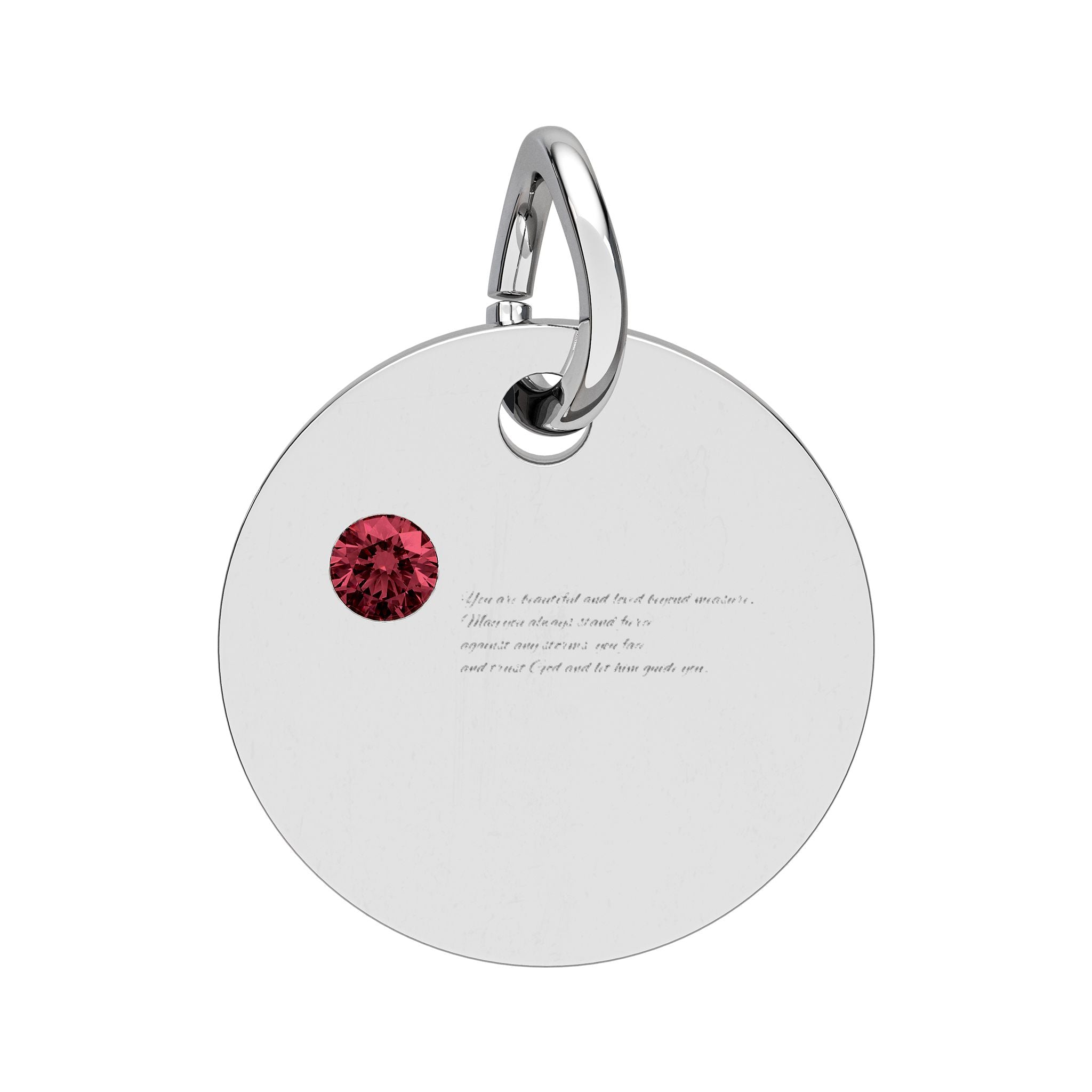 Engravable Birthstone Circle Charm — Personalized Round Pendant