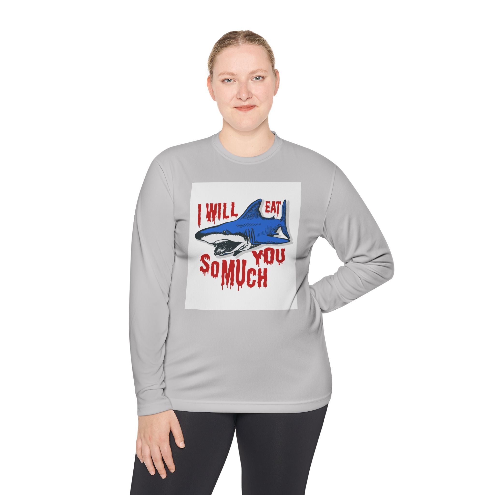 I will Eat you Sharky design Unisex Lightweight Long Sleeve Tee