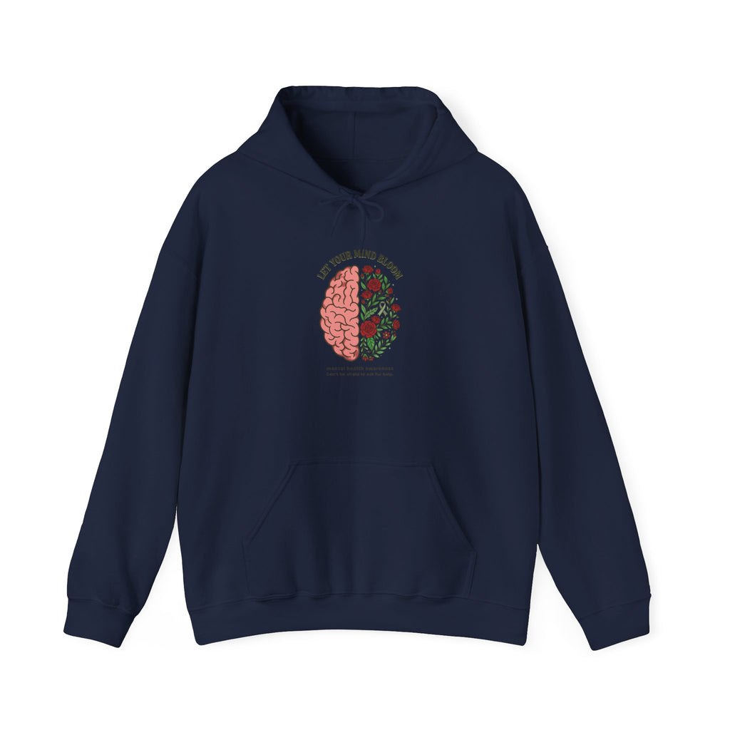 Let your mind bloom Hoodie | green ribbon, brain floral illustration
