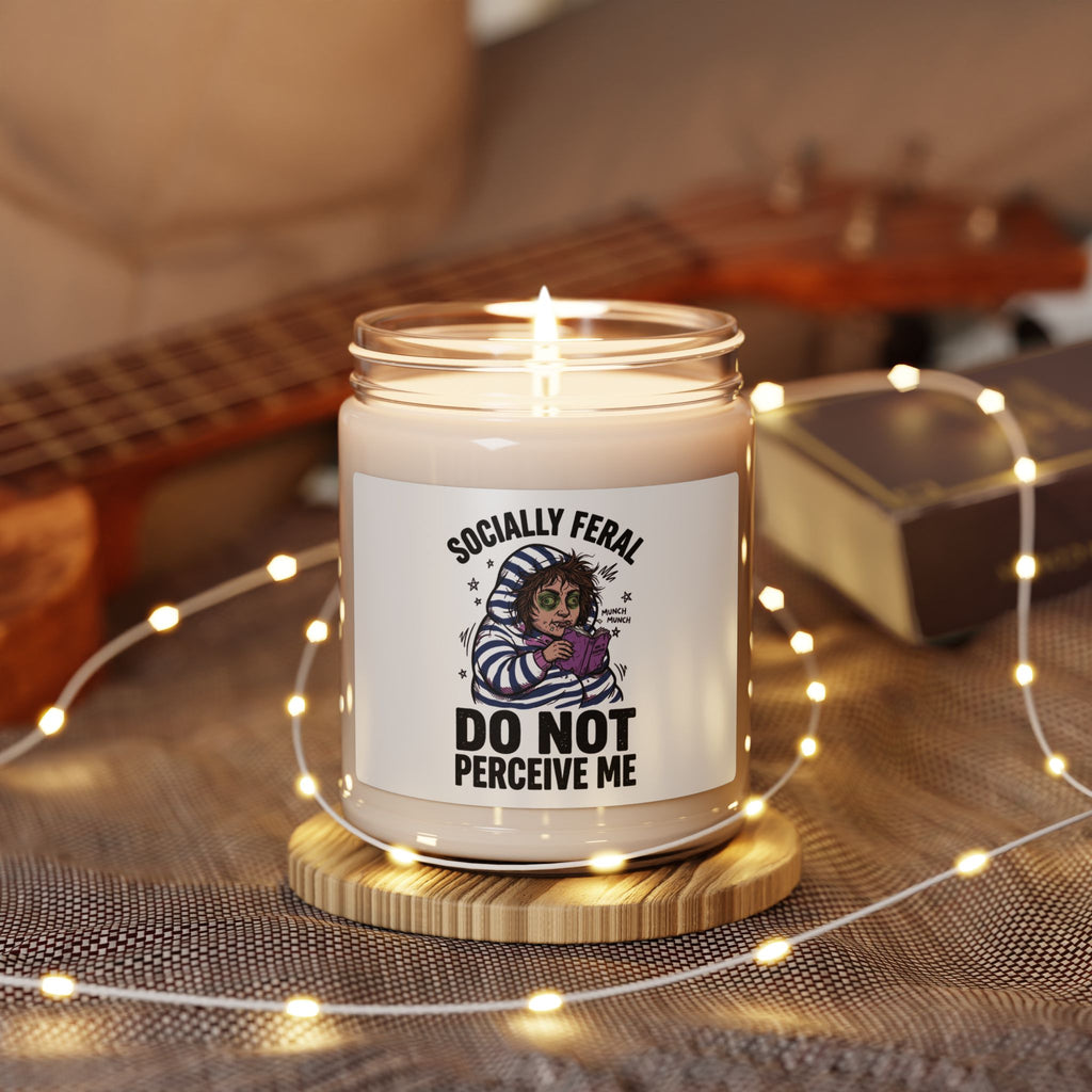 Socially Feral "Do Not Perceive Me" Candle, Feral Era Retro Raccoon Style