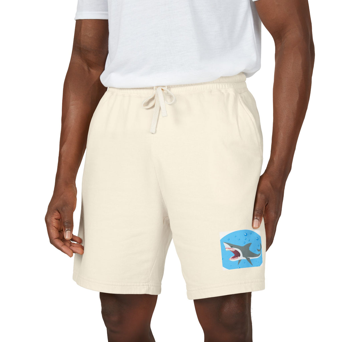 Shark Patch Sweat Shorts — Lightweight Garment-Dyed Fleece