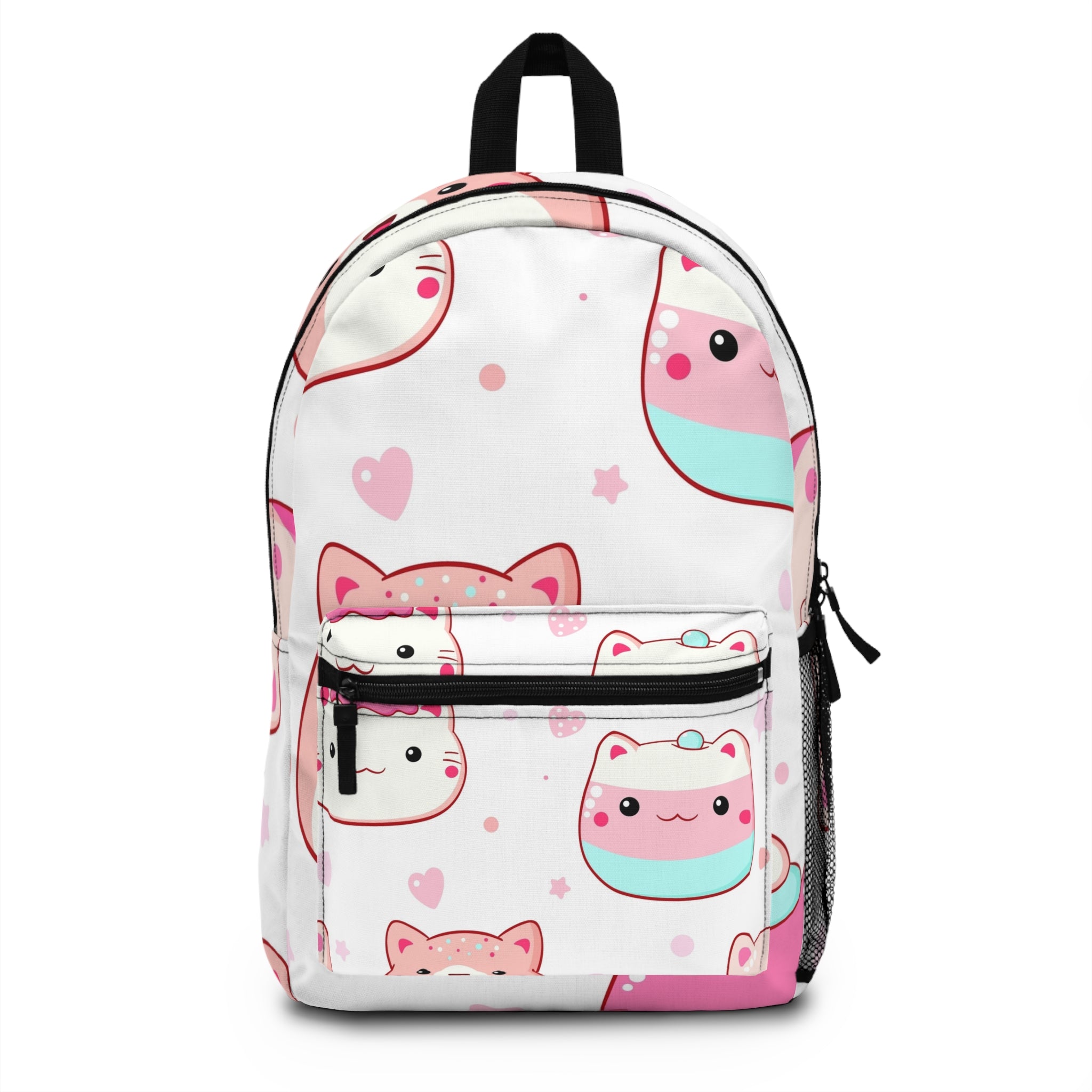 Kawaii Cat Donut Backpack - Cute Pink Kids School Bag