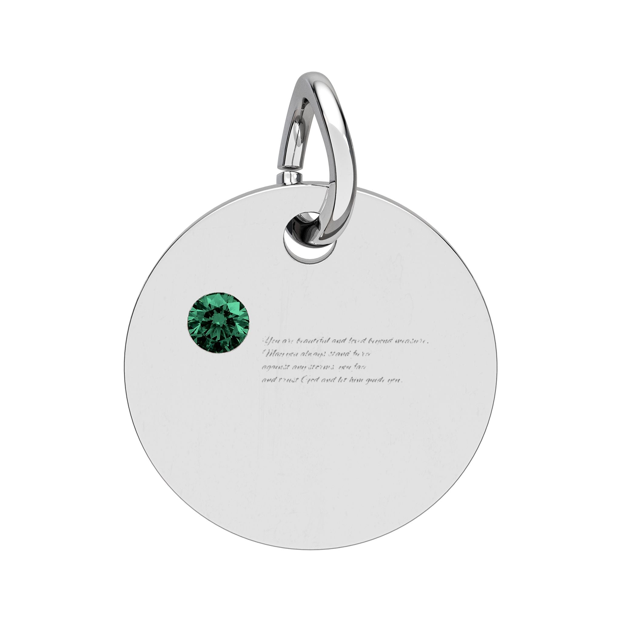 Engravable Birthstone Circle Charm — Personalized Round Pendant
