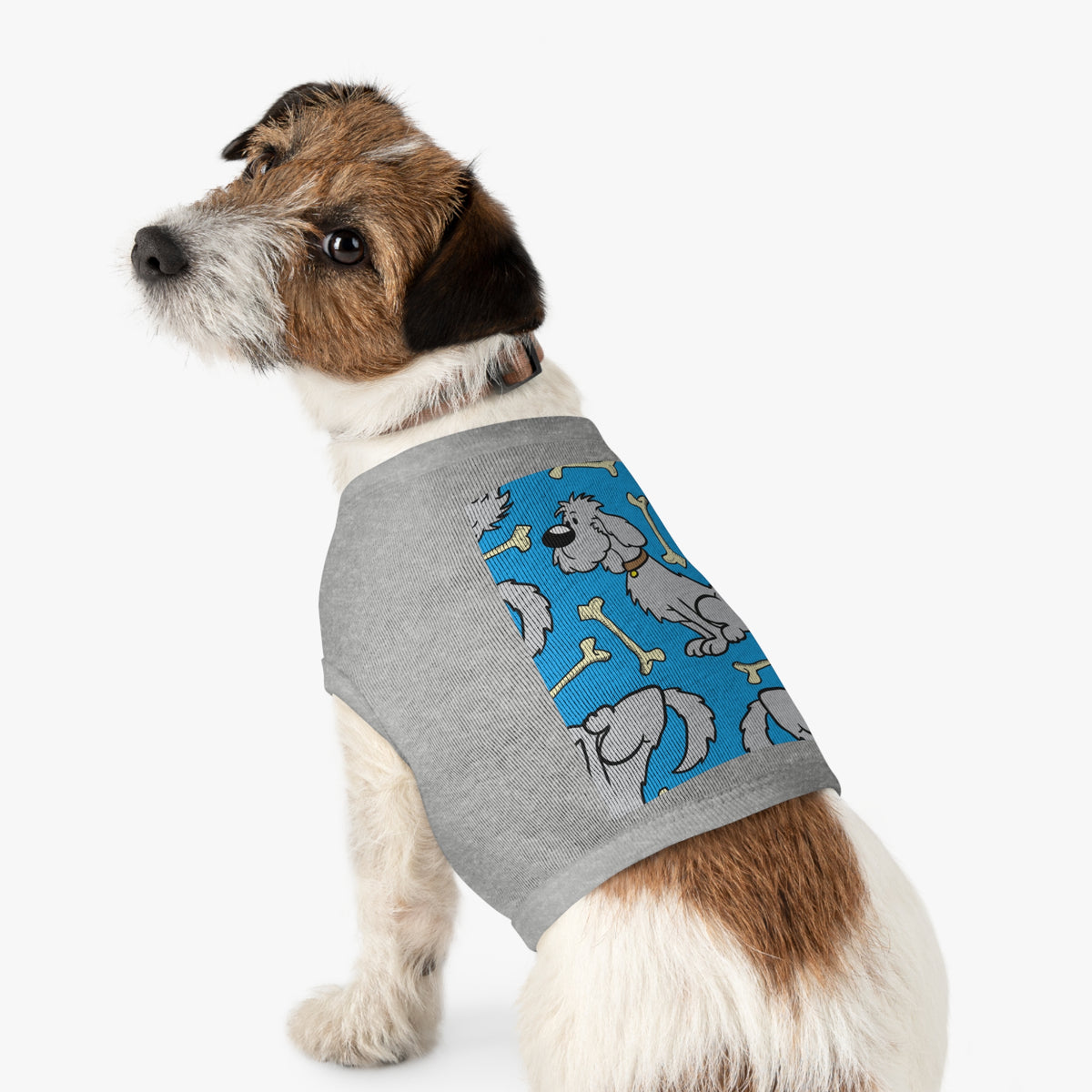 Dog Bones Pattern Pet Tank — Cute Grey Puppy Print Dog Shirt