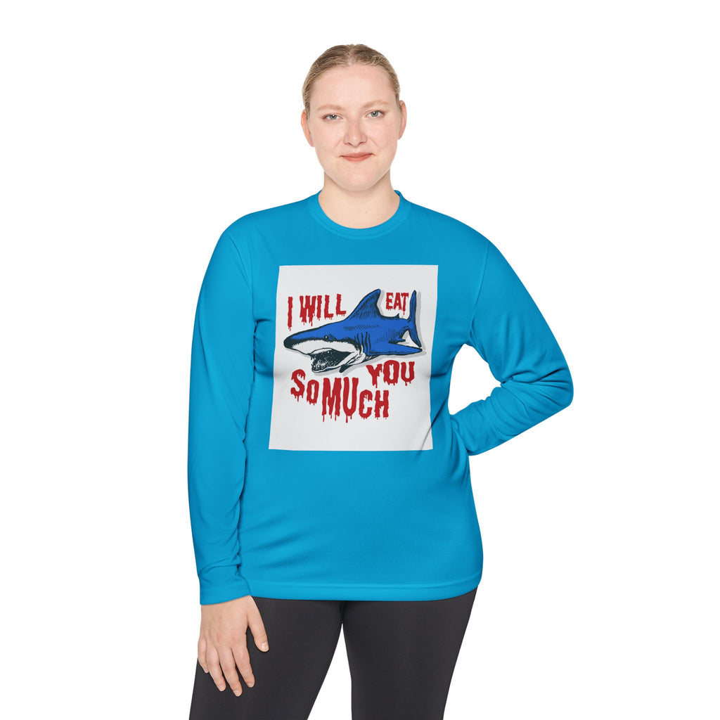 I will Eat you Sharky design Unisex Lightweight Long Sleeve Tee