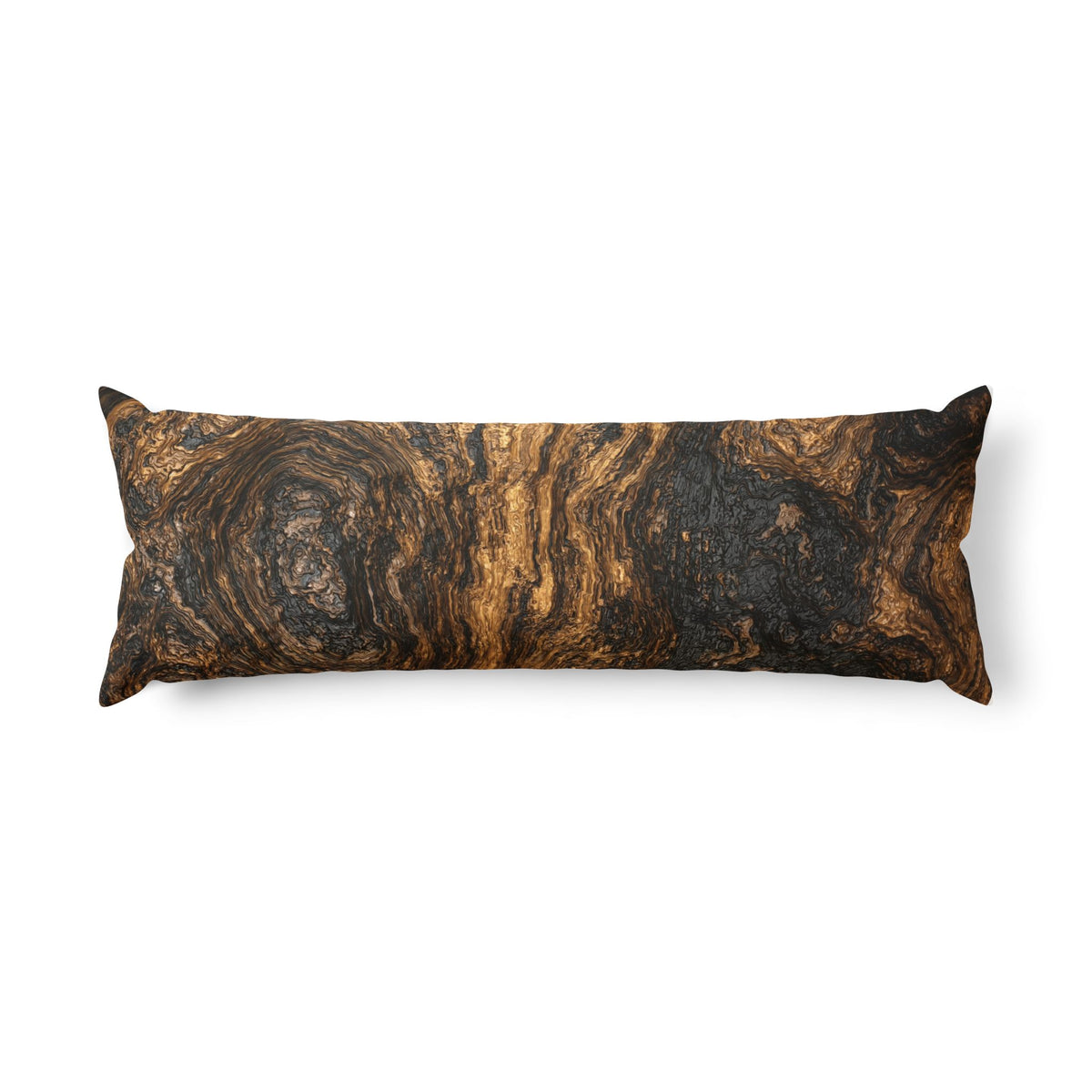 Marble Gold Body Pillow — Black & Bronze Abstract Decorative Bolster
