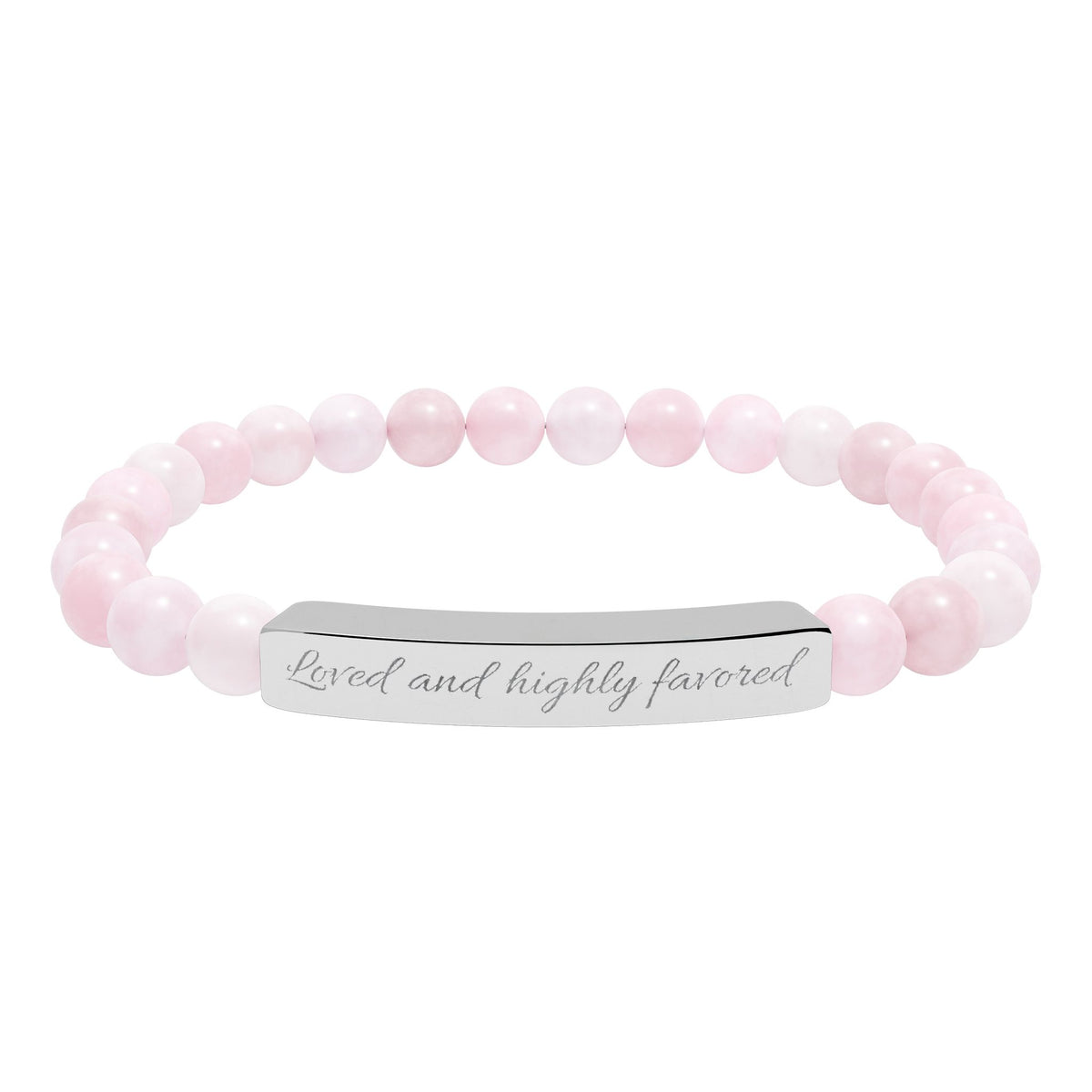 Engravable Natural Stone Stretch Bracelet — Custom Bar Bead Bracelet