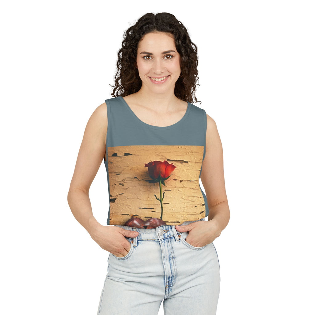 Rose & Heart Key Tank Top — Vintage Romantic Graphic Tank
