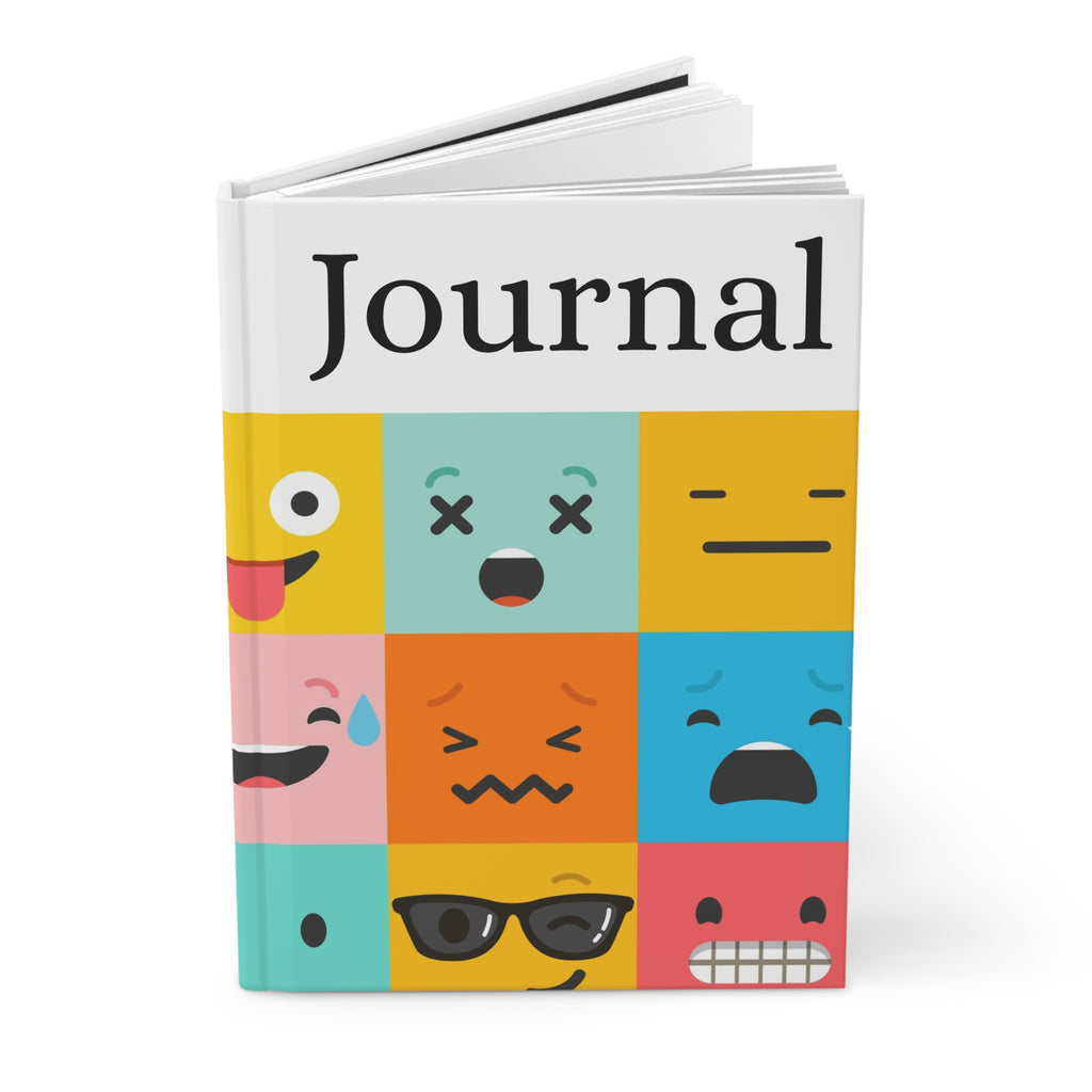 Emoji Faces Hardcover Journal — Colorful Mood Tracker Notebook for Kids & Teens