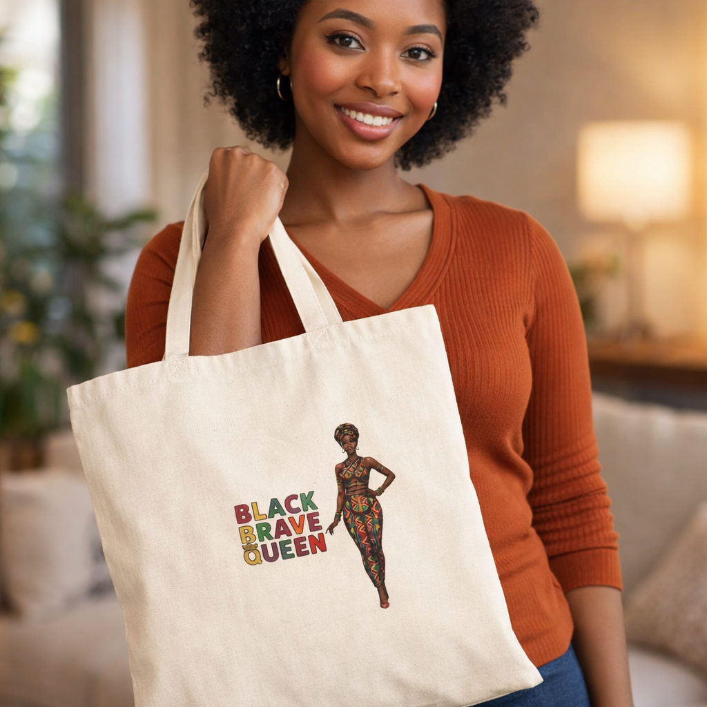 Black Brave Queen Tote | Juneteenth Pan-African Pride, Freedom 1865