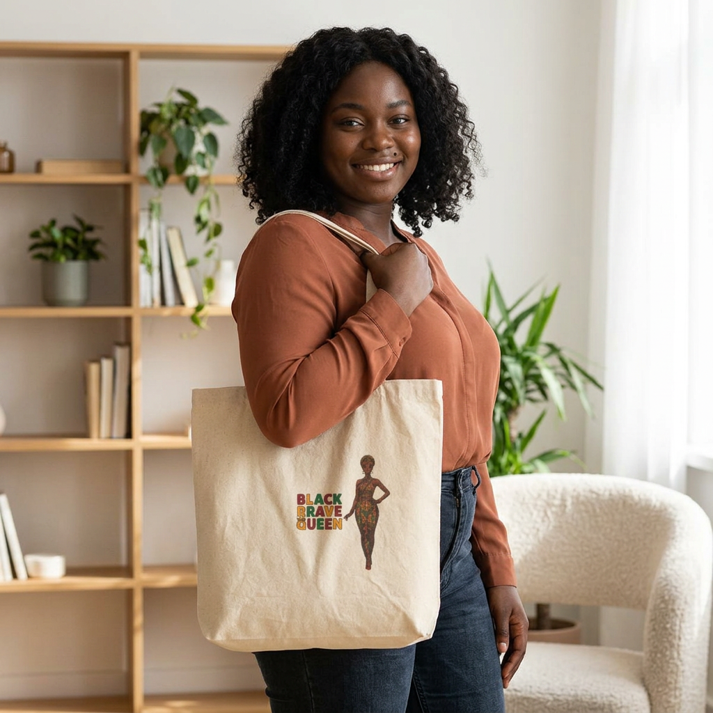 Black Brave Queen Tote | Juneteenth Pan-African Pride, Freedom 1865