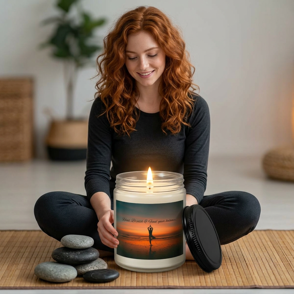 Sunset Ocean Scented Candle Set — Jar Candle with Matches & Wick Trimmer
