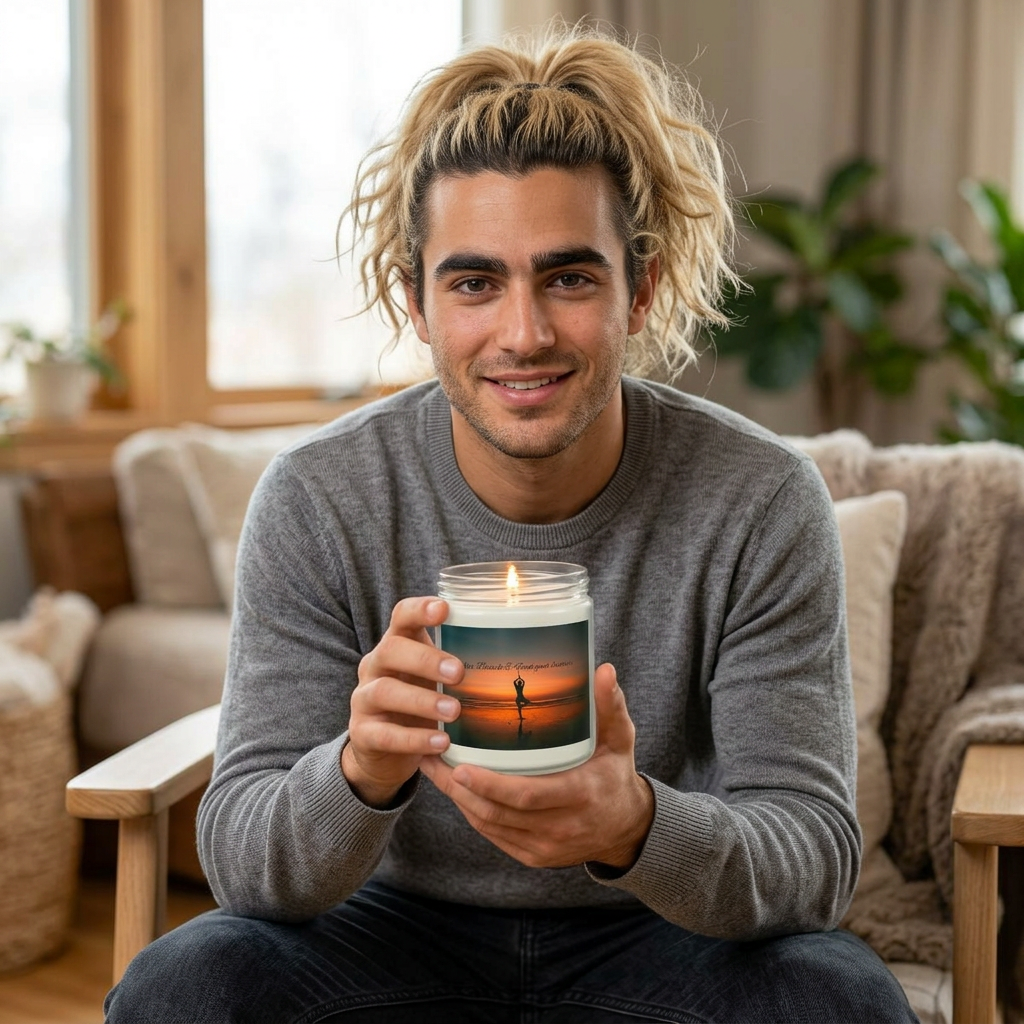 Sunset Ocean Scented Candle Set — Jar Candle with Matches & Wick Trimmer