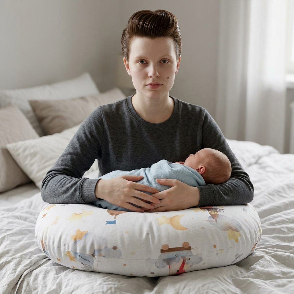 Nursing Pillow Cover — Soft Watercolor Nursery Print (Lighthouses, Boats & Dreamy Clouds)